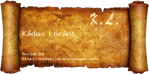 Kádas Lóránt névjegykártya